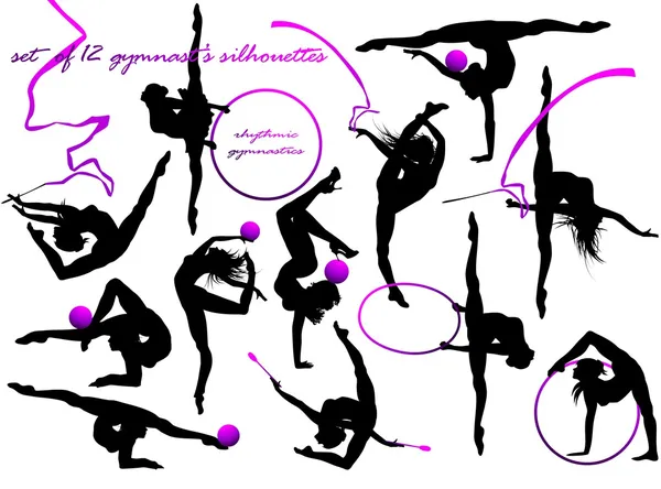 Gymnast's silhouetten — Stockvector