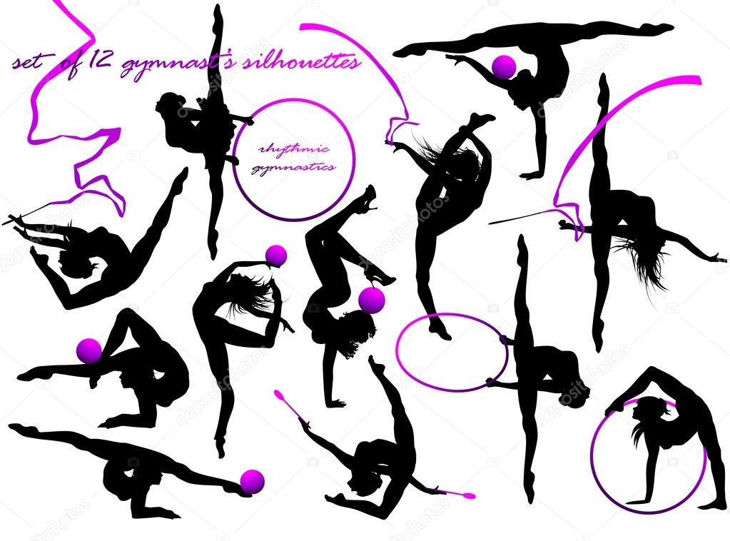 Gymnast's silhouettes