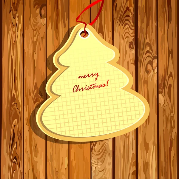 Forma decorativa de Navidad sobre un fondo de madera — Vector de stock