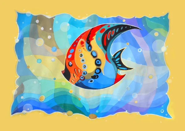 Abstrakter Fisch. gemaltes Bild — Stockfoto