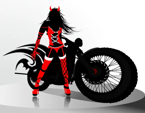 Sexy girl near the motorcycle — Stock Vector