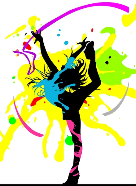 Bailarina en salpicaduras abstractas — Vector de stock