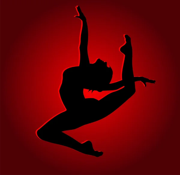 Flexible dancing girl in red light — Stock Vector