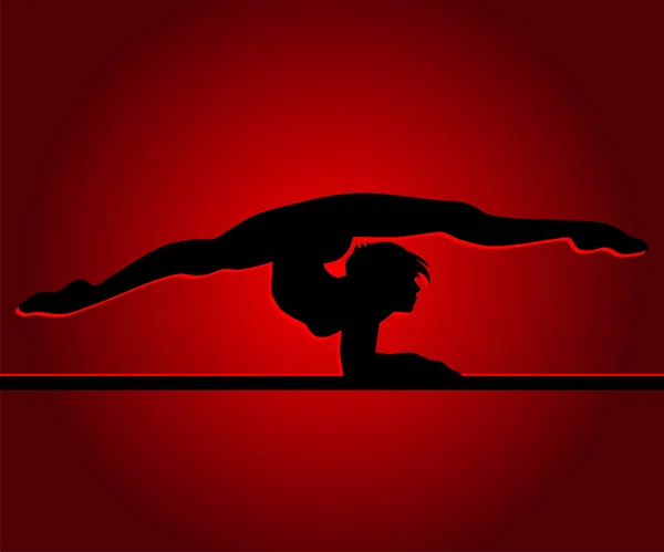Fille de danse flexible dans la lumière rouge — Image vectorielle
