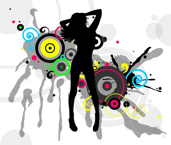 Dansende meisje in abstracte spatten — Stockvector