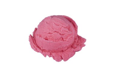 Kırmızı Dondurma Hamuru, Beyaz Arkaplanda tecrit edildi. Soğuk çilek ya da kırmızı meyve tatlısı. Gelato ve dondurmacılar. Dondurma topu..