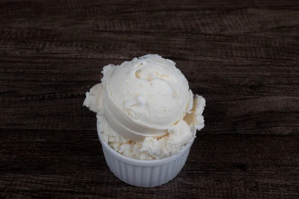 White Cream Flavored Ice Cream Served White Pot Gastronomic Photography — Stock Photo, Image