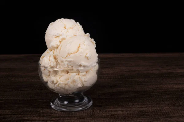Tasty White Cream Flavored Ice Cream Served Glass Bowl Elements — Foto Stock
