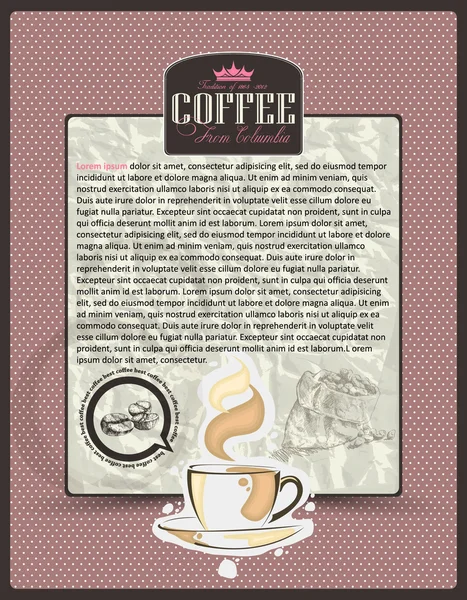 Kaffe design mall-menyn eller banner eller label.vector bak Royaltyfria illustrationer
