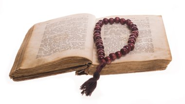 Open Bible and rosary clipart