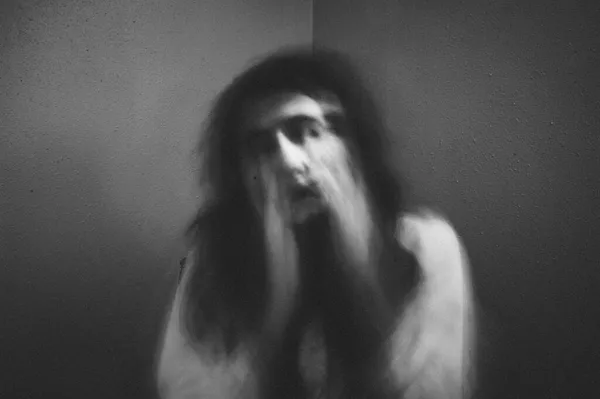Retrato Irreconocible Mujer Espeluznante Concepto Horror —  Fotos de Stock
