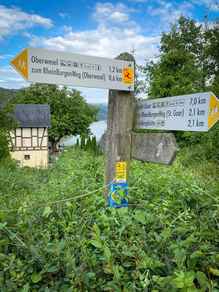 Oberwesel Německo Července 2020 Stopa Rheinburgenweg Guenderodehausu Malebným Výhledem Údolí — Stock fotografie