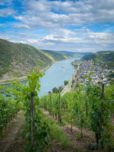 Scenic View Viewpoint Guenderodehaus Middle Rhine Valley Town Oberwesel Germany — Stock Photo, Image