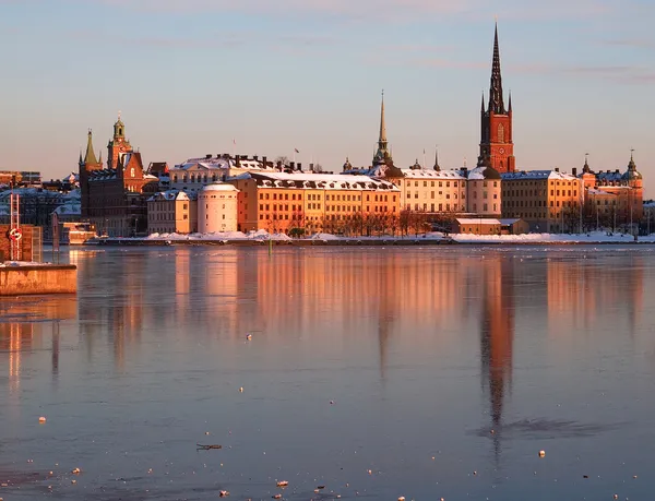 Riddarholmen w Sztokholmie w zimie. — Zdjęcie stockowe