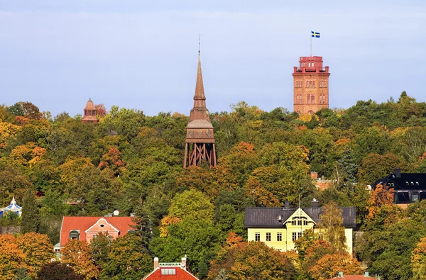 Torens en daken in stockholm. — Stockfoto