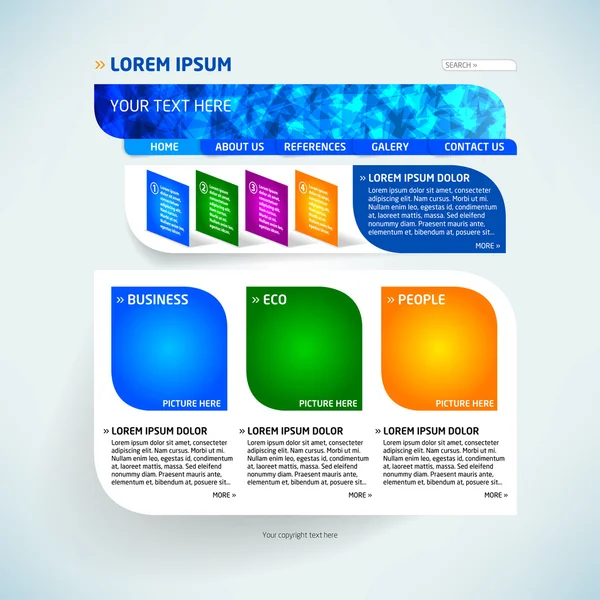 創造的なウェブサイトのベクトル テンプレート — ストックベクタ