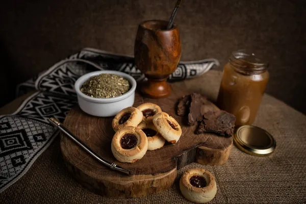 Sweet snacks typical of Argentina accompanied with mate