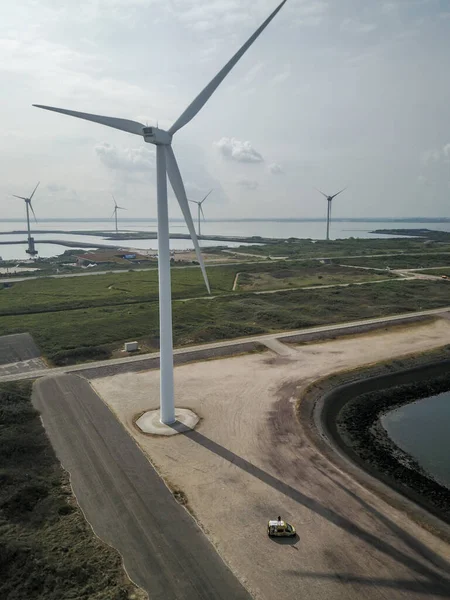 New Windfarm Dam System Dams Tidal Barriers Netherlands — Stock Photo, Image