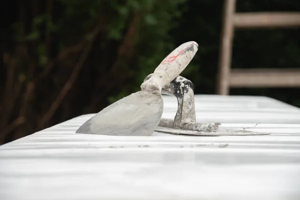 Gereedschap Voor Het Metselen Het Piepschuimblok — Stockfoto