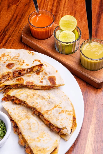 Tacos Carne Pastor Con Tortillas Maíz Gringa Con Queso — Foto de Stock