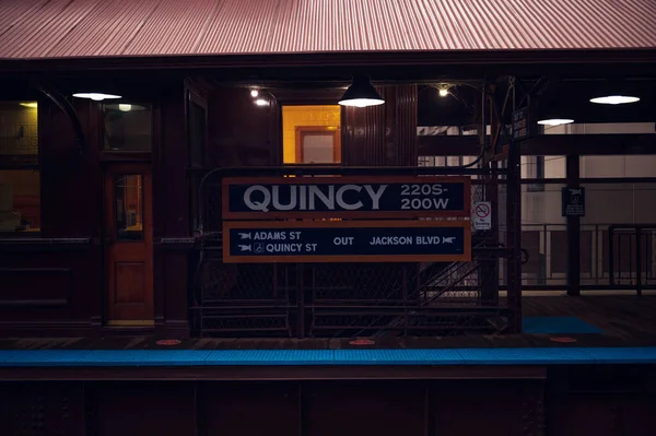 October 2020 Chicago Subway Quincy Station — Stock Photo, Image