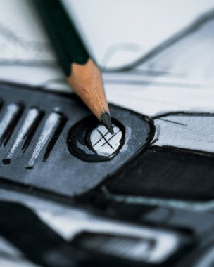 Kalem ve kalemlerle çizim masası