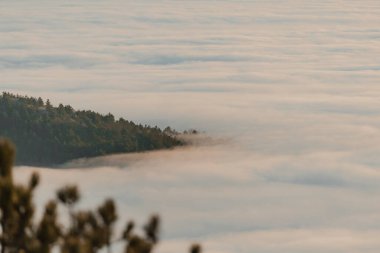 Küçük tepeli kalın bulutlar.