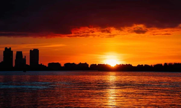Východ Slunce Barva Oblohy Oranžová Miami Florida — Stock fotografie