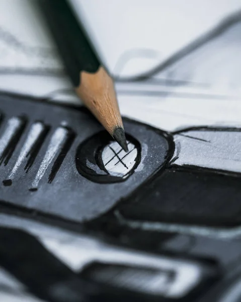 Desenho Mesa Com Lápis Marcadores — Fotografia de Stock