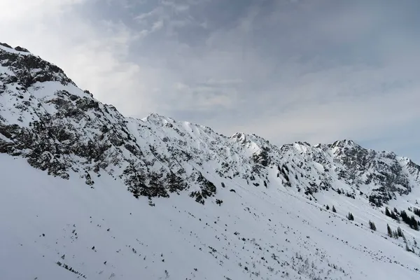 Nieve Blanca Soleada Paisajes Montaña — Foto de Stock
