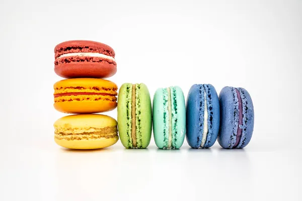 Glücklicher Regenbogen Französischer Macarons — Stockfoto
