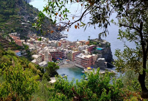 Θέα Μία Από Τις Πόλεις Του Εθνικού Πάρκου Cinqueterre Monterrosso — Φωτογραφία Αρχείου