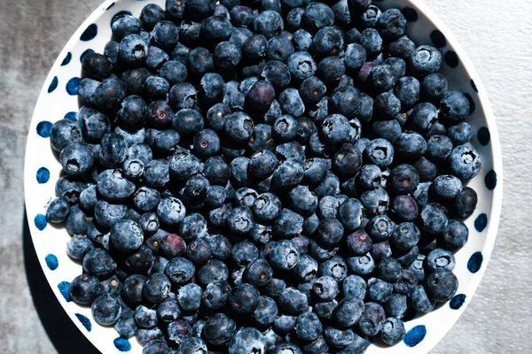 Cropped Overhead Bowl Bowl Blueberries — Stock Photo, Image