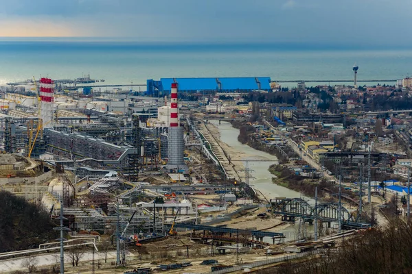 Ρωσία Τουαπσέ Διυλιστήριο Πετρελαίου Και Θαλάσσιος Λιμένας Κορυφαία Άποψη — Φωτογραφία Αρχείου