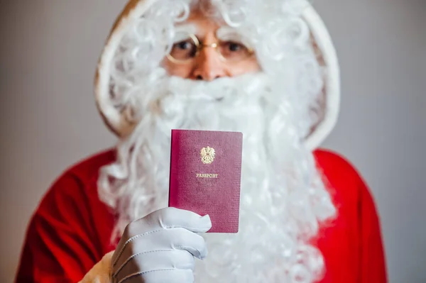 Santa Claus Holding His Passport — Stock Photo, Image
