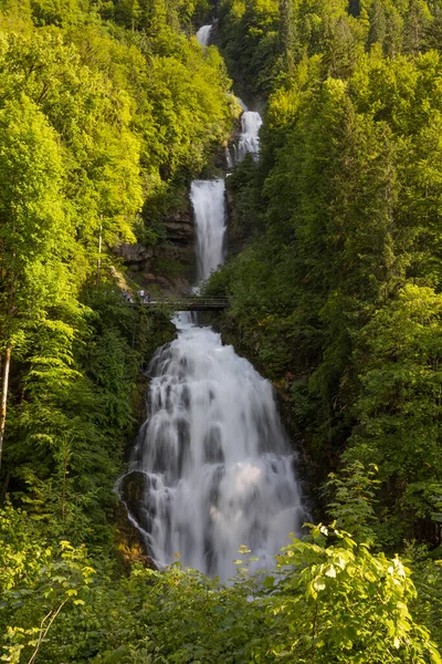 Cascades Giesbach Dans Forêt Brienz Dans Longue Expo — Photo