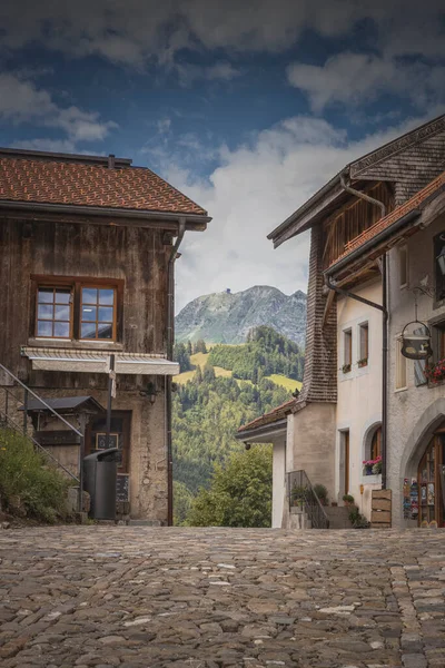 Gruyeres Old Town House Streets — Stockfoto