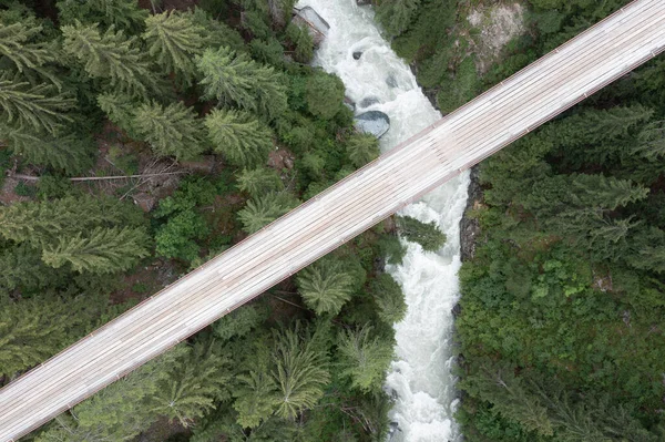 Hängebrücke Über Wald Aus Der Luft — Stockfoto