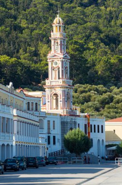 14 Eylül 2021, Panormitis, Yunanistan: Yunanistan 'ın Symi adasında Ünlü Manastır Panormitis.
