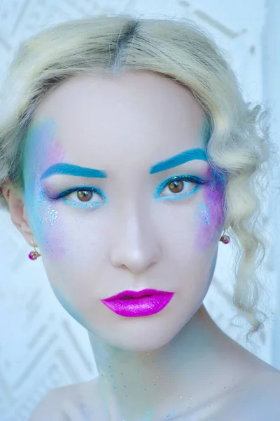 Fantasía Sirena Azul Brillante Maquillaje — Foto de Stock
