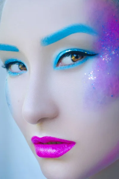 Fantasía Sirena Azul Brillante Maquillaje — Foto de Stock