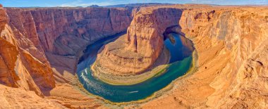 Classic panorama view of Horseshoe Bend from its northeast side near Page Arizona. clipart