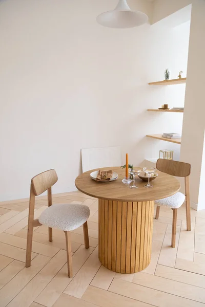 Wooden Table Set Table — Fotografia de Stock