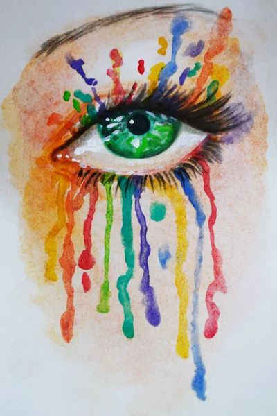 Green Human Eye Watercolor Εικονογράφηση — Φωτογραφία Αρχείου