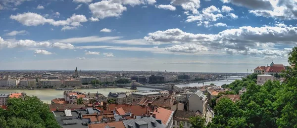 Budapeste Hungria 2021 Vista Panorâmica Rio Danúbio Aterro Budapeste Hungria — Fotografia de Stock