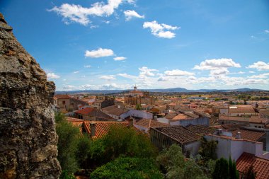 View of the old town of Trujillo in Spain with clouds in the sky