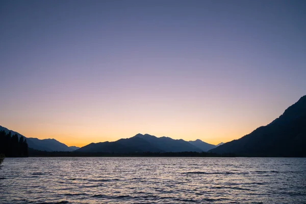 Pôr Sol Sobre Lago Wenatchee North Cascade Mountains — Fotografia de Stock