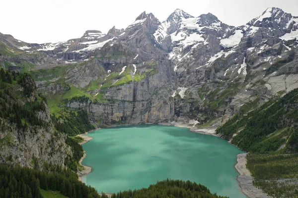 Blue Lagoon High Mountain Aerial View — Fotografia de Stock