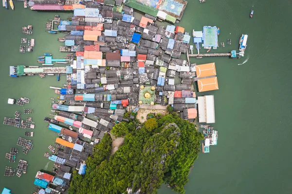 Scenic Aerial View Floating Village Panyi Phang Nga Thailand — 스톡 사진