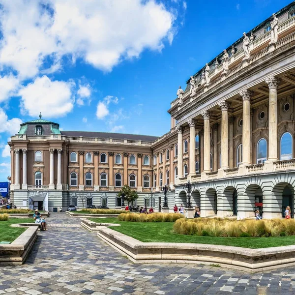 Βουδαπέστη Ουγγαρία 2021 Lions Αυλή Του Buda Castle Palace Στη — Φωτογραφία Αρχείου